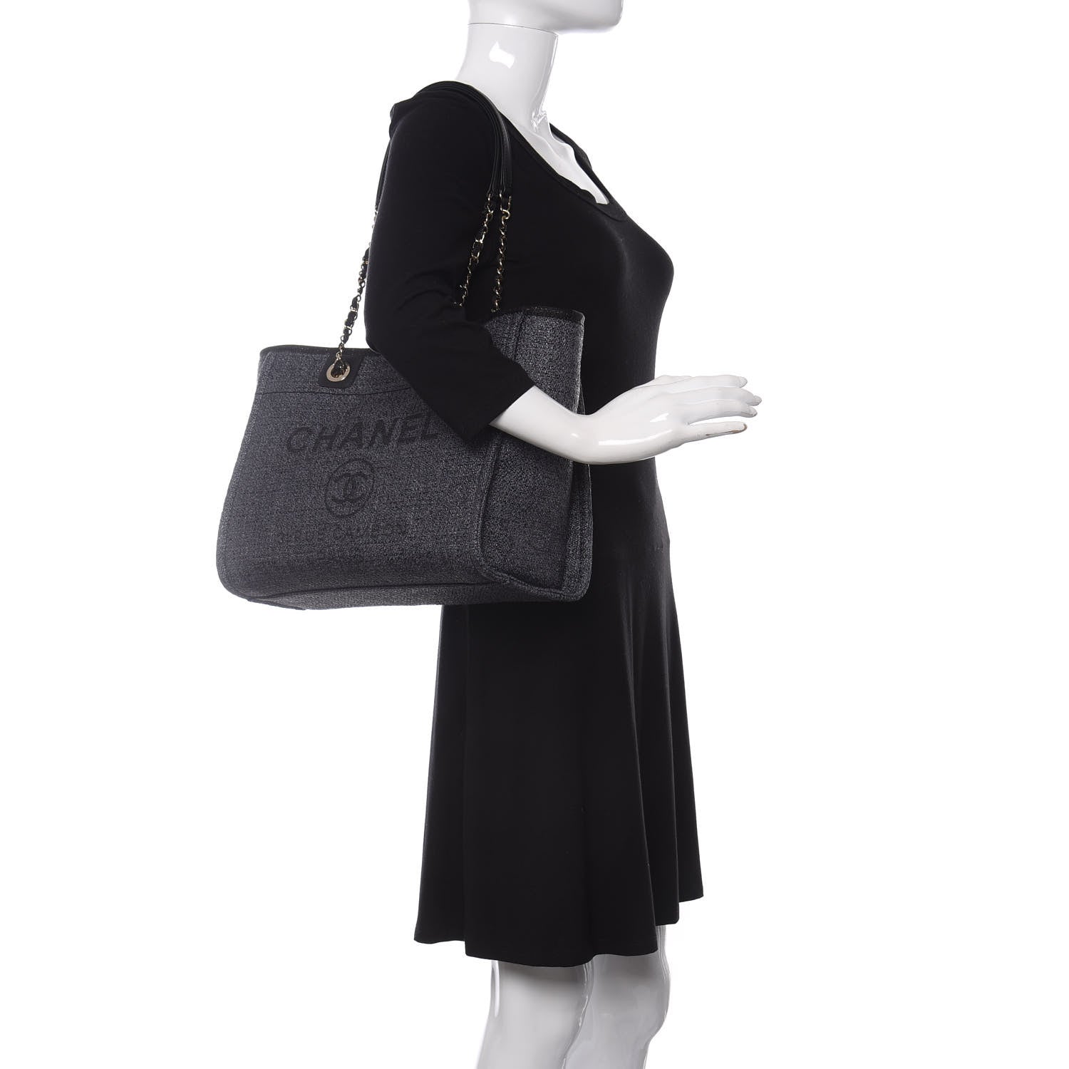 Chanel Lurex Boucle Small Deauville Tote Black 2 of 10