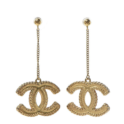 Chanel CC Drop Earrings Matte Gold 1 of 5