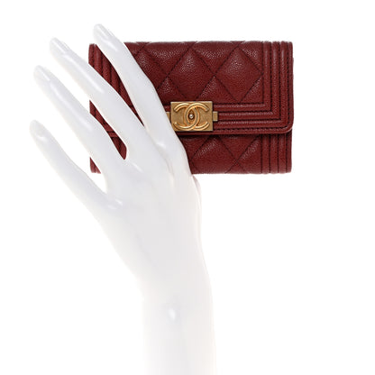 Chanel Caviar Quilted Boy Flap Card Holder Wallet Burgundy 2 of 10