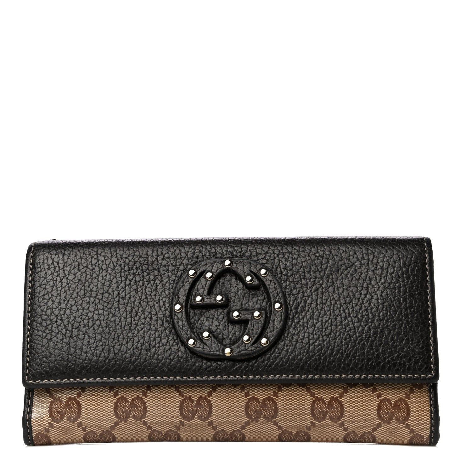 Gucci Calfskin Monogram Blondie Continental Wallet Dark Brown 1 of 11