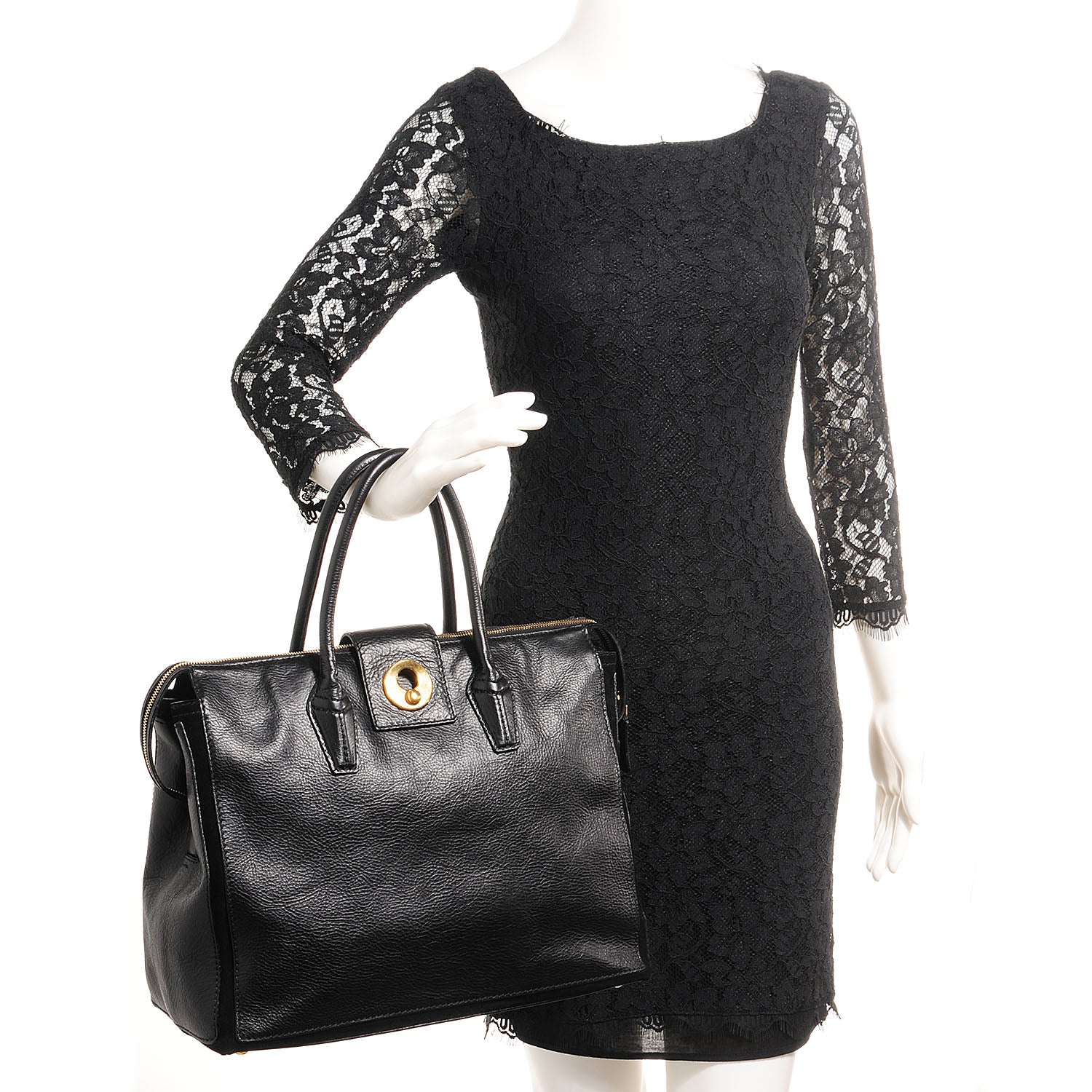 Saint Laurent Calfskin Muse Two Cabas Black 2 of 8