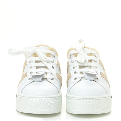 Hermes Calfskin Woolskin Dare Sneakers 36 White Ecru 2 of 14