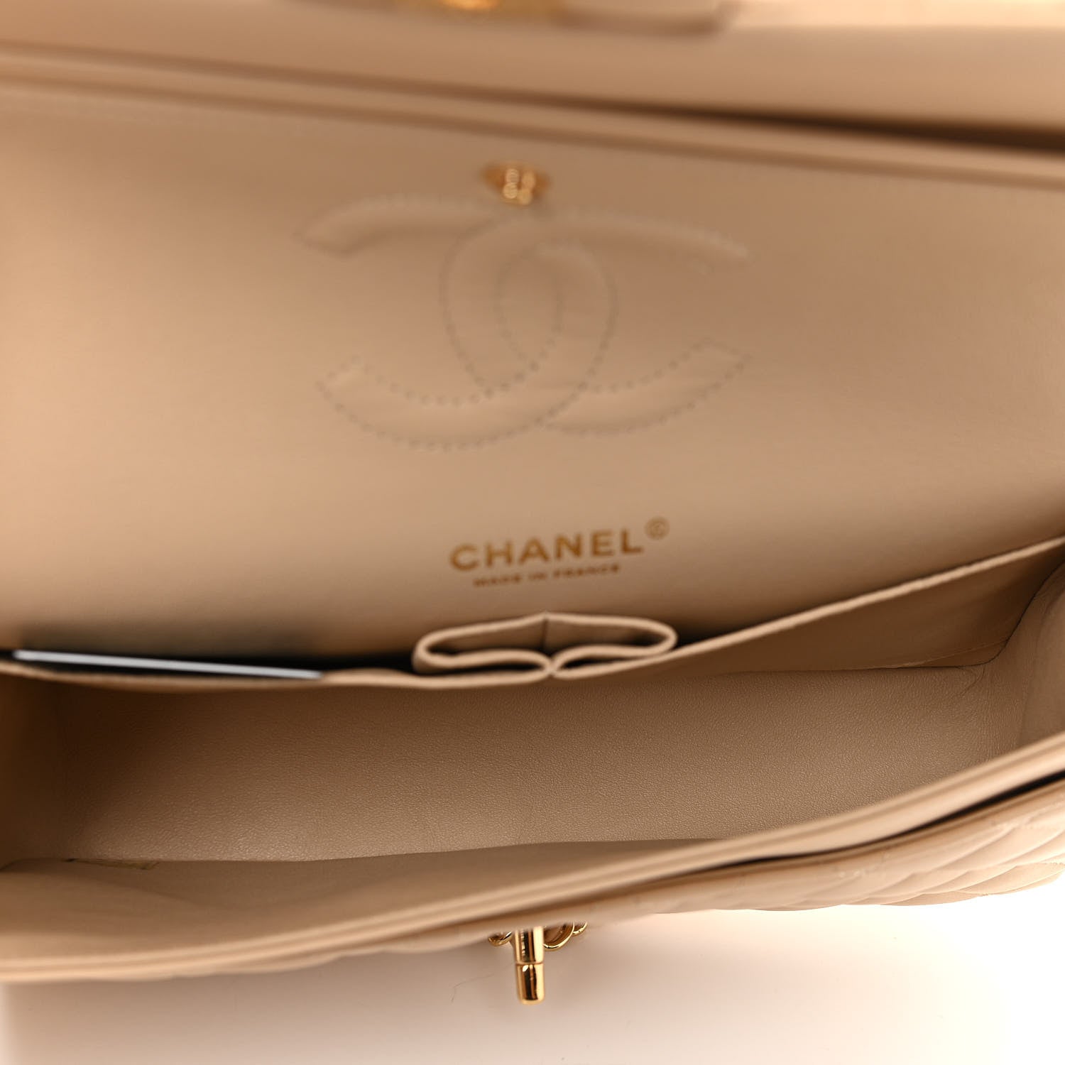 Chanel Lambskin Quilted Medium Double Flap Beige 5 of 11