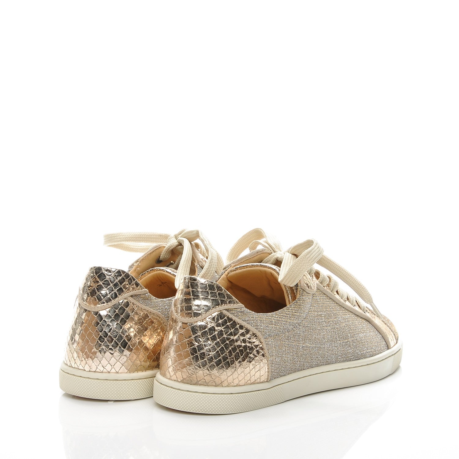 Christian Louboutin Seava Glitter Lame Flat Sneakers 38.5 Version Light Gold 4 of 8