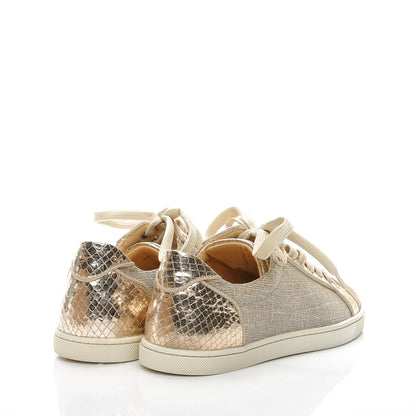 Christian Louboutin Seava Glitter Lame Flat Sneakers 38.5 Version Light Gold 4 of 8