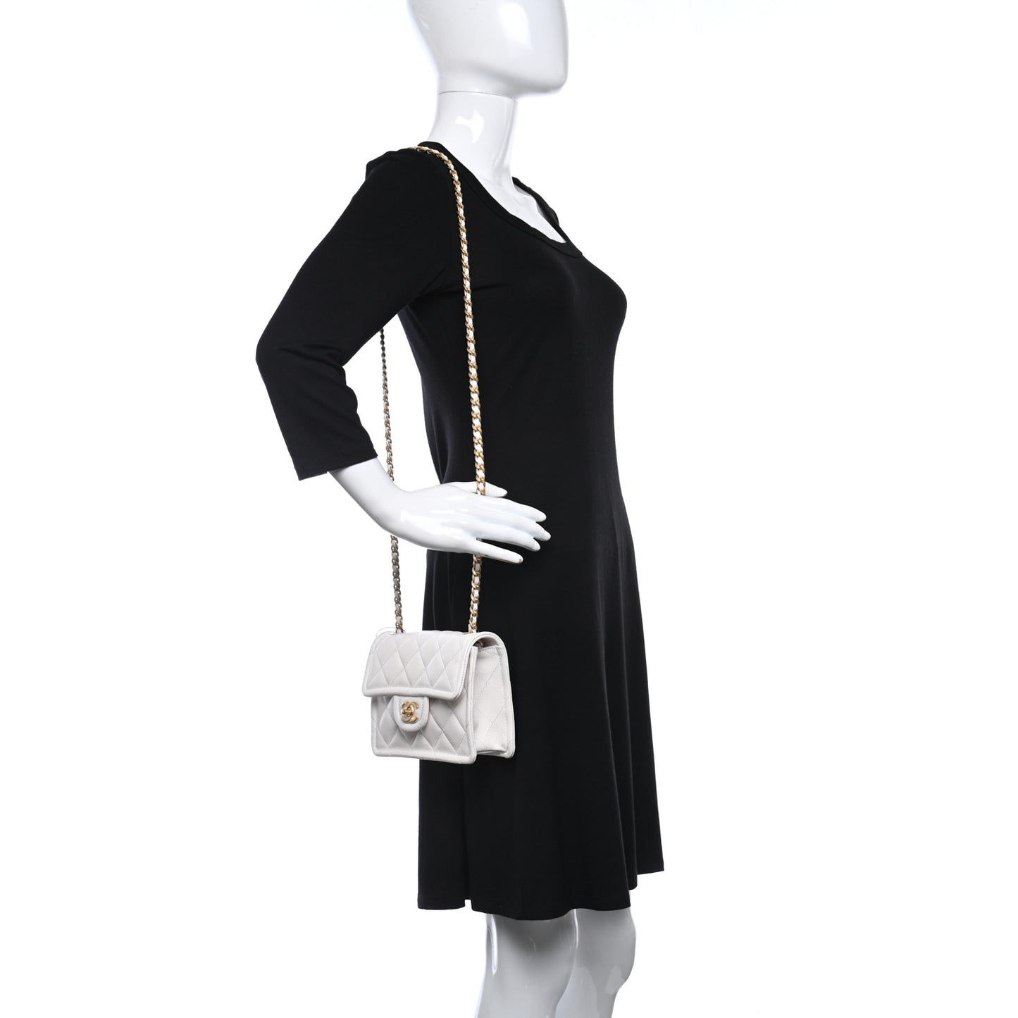 Caviar Quilted Mini Sweet Classic Flap White