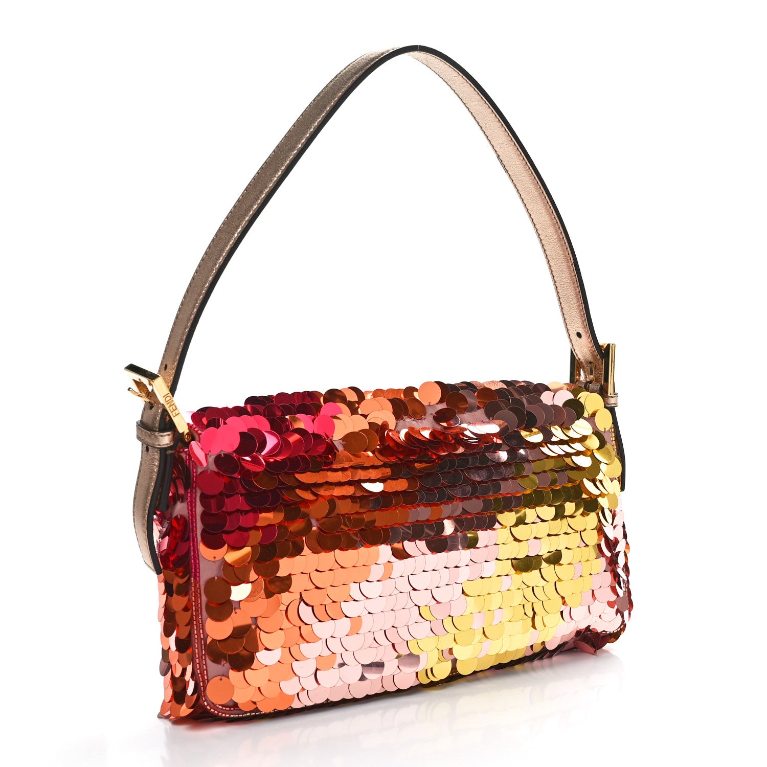 Fendi Sequin Paillettes Vitello Laminato Striped Baguette 1997 Multicolor 3 of 12