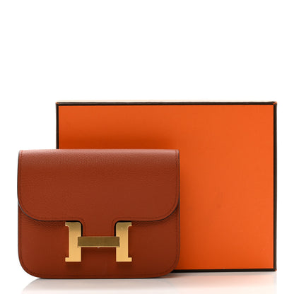 Hermes Evercolor Bi-Color Constance Slim Wallet Terre Battue Capucine 8 of 8