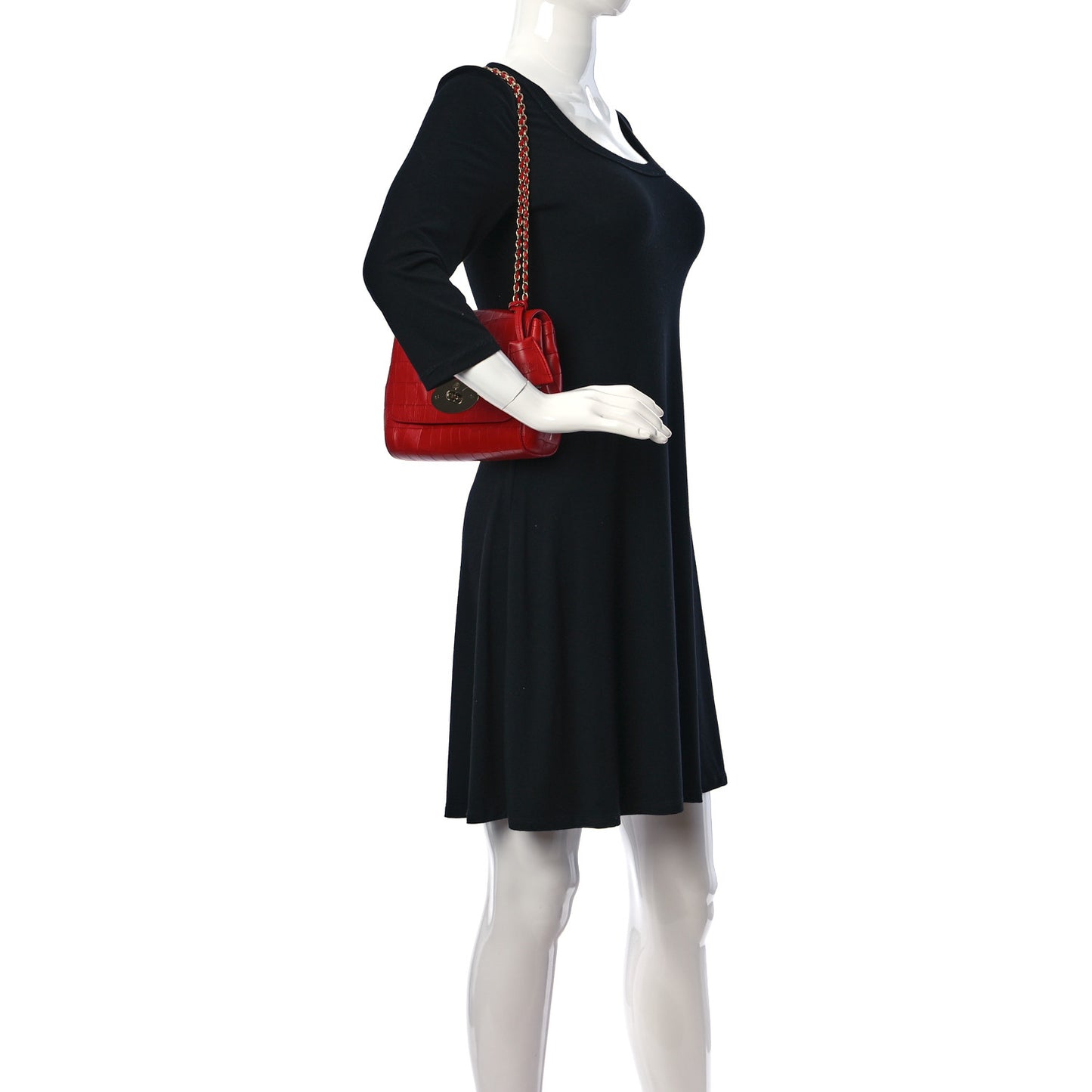 Nappa Crocodile Embossed Small Lily Flap Red