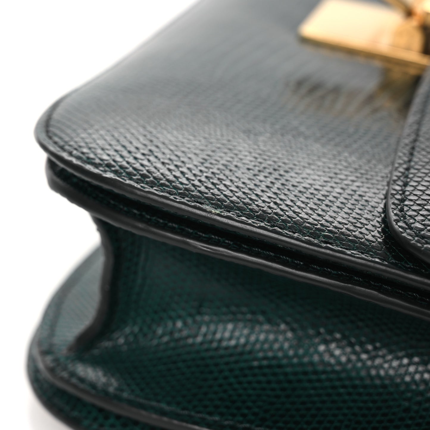 Lizard Medium Classic Box Flap Bag Dark Green