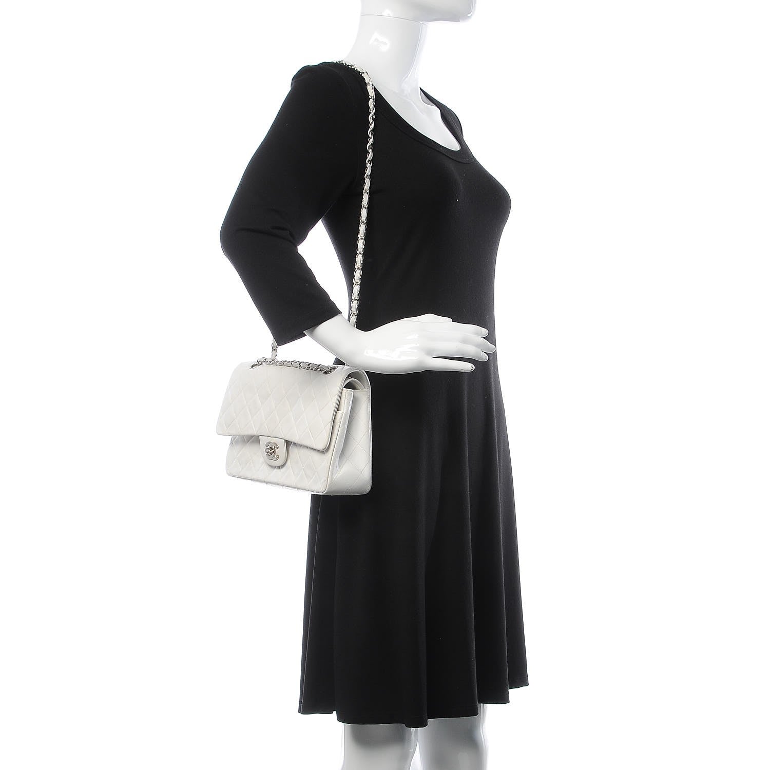 Chanel Lambskin Quilted Medium Double Flap White 3 of 16