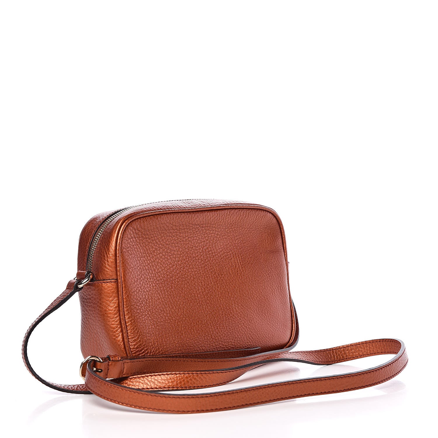 Gucci Metallic Pebbled Calfskin Small Soho Disco Bag Burnt Orange 3 of 10