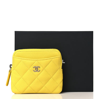 Chanel Caviar Quilted Zip Card Holder Wallet Yellow 8 of 8