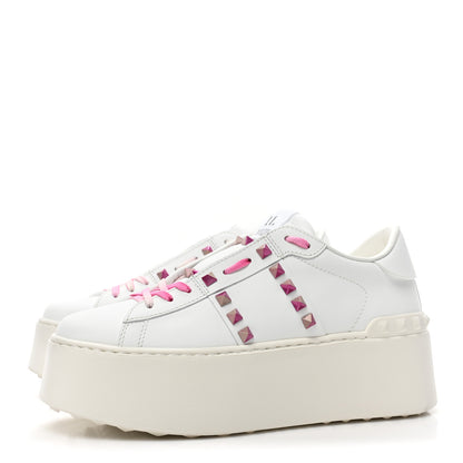 Valentino Garavani Calfskin Rockstud Untitled 57mm Platform Sneakers 38.5 White Pink PP 3 of 8