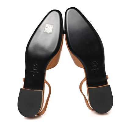 Chanel Calfskin Crocodile Embossed Patent Cap Toe CC Slingback Flats 41 Brown Black 5 of 8