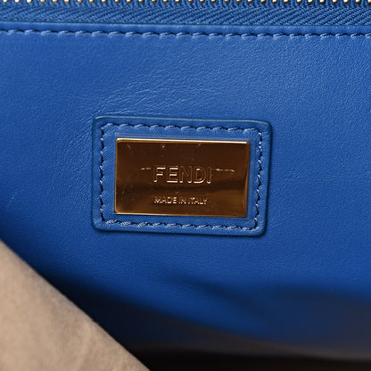 Fendi Vitello Seta Burro Large Peekaboo Iconic Satchel Cuoio Cobalto 10 of 11