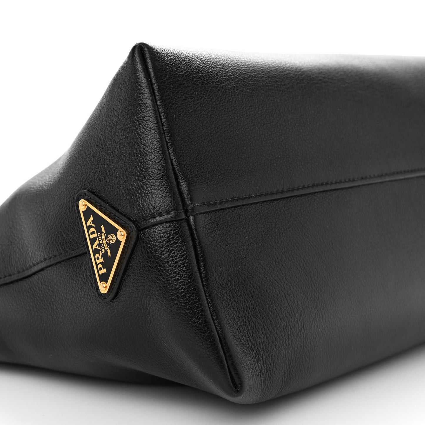 Glace Calfskin Embossed Logo Tote Black