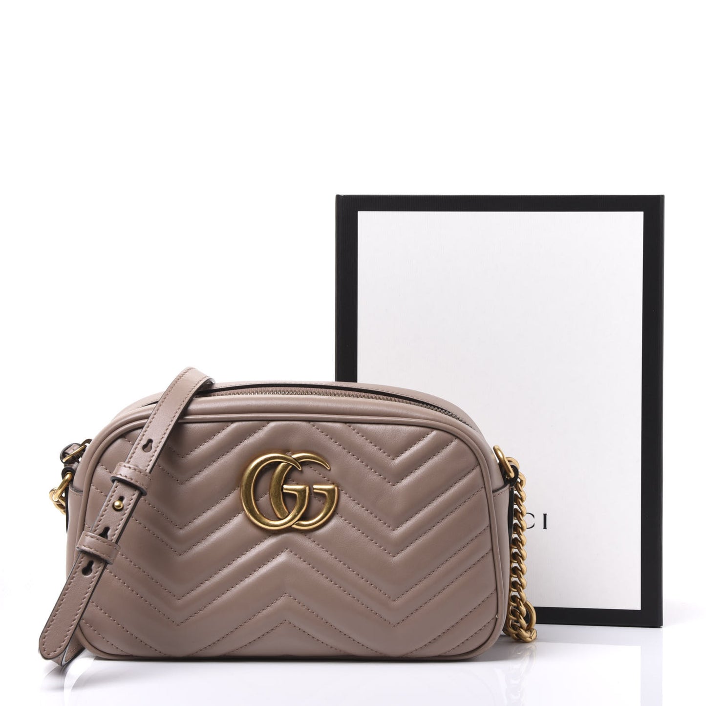 Calfskin Matelasse Small GG Marmont Chain Shoulder Bag Porcelain Rose