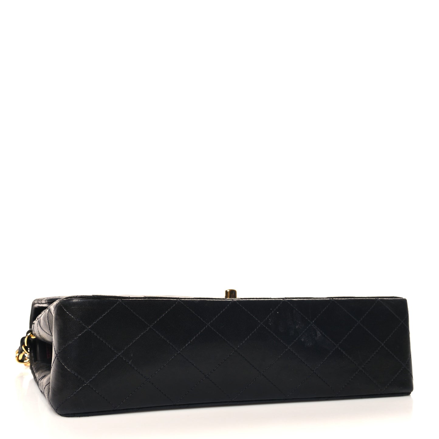 Lambskin Quilted Medium Double Flap Black