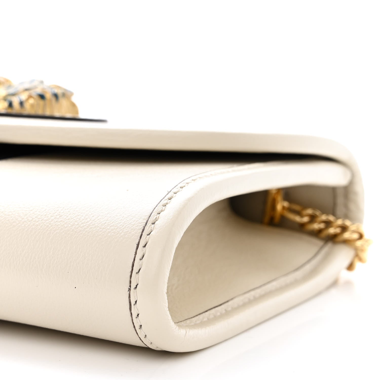 Gucci Textured Calfskin Web Mini Rajah Slim Flap Shoulder Bag Mystic White 10 of 10
