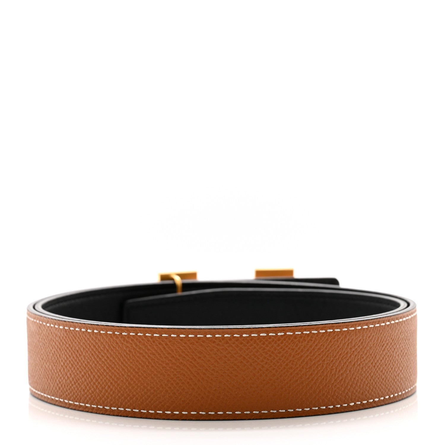 Hermes Epsom Swift 32mm Striee H Belt 80 32 Gold Black 2 of 8