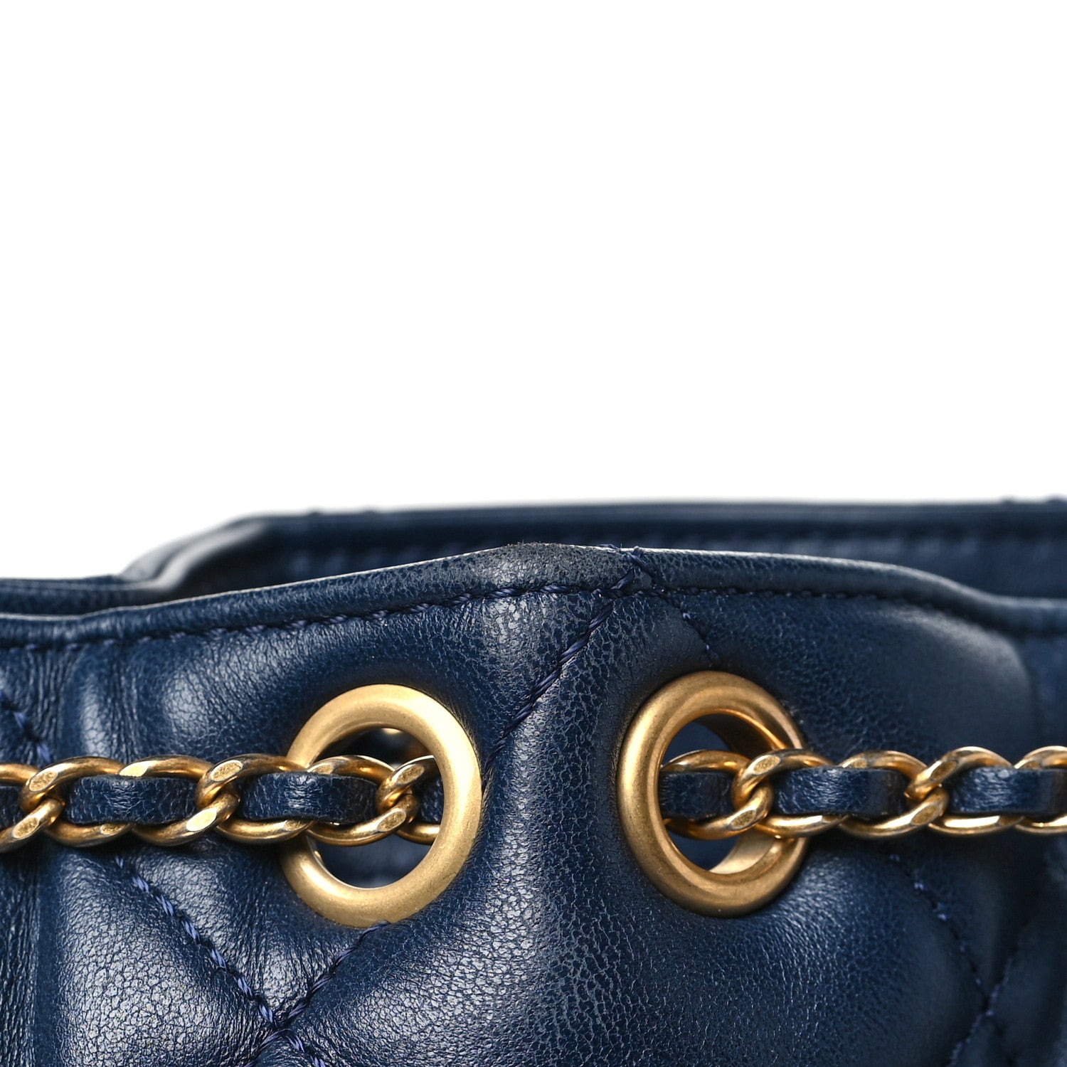 Chanel Lambskin Quilted Crush on Chains Drawstring Bucket Bag Hobo Navy 11 of 12