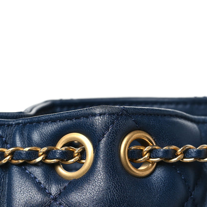 Chanel Lambskin Quilted Crush on Chains Drawstring Bucket Bag Hobo Navy 11 of 12