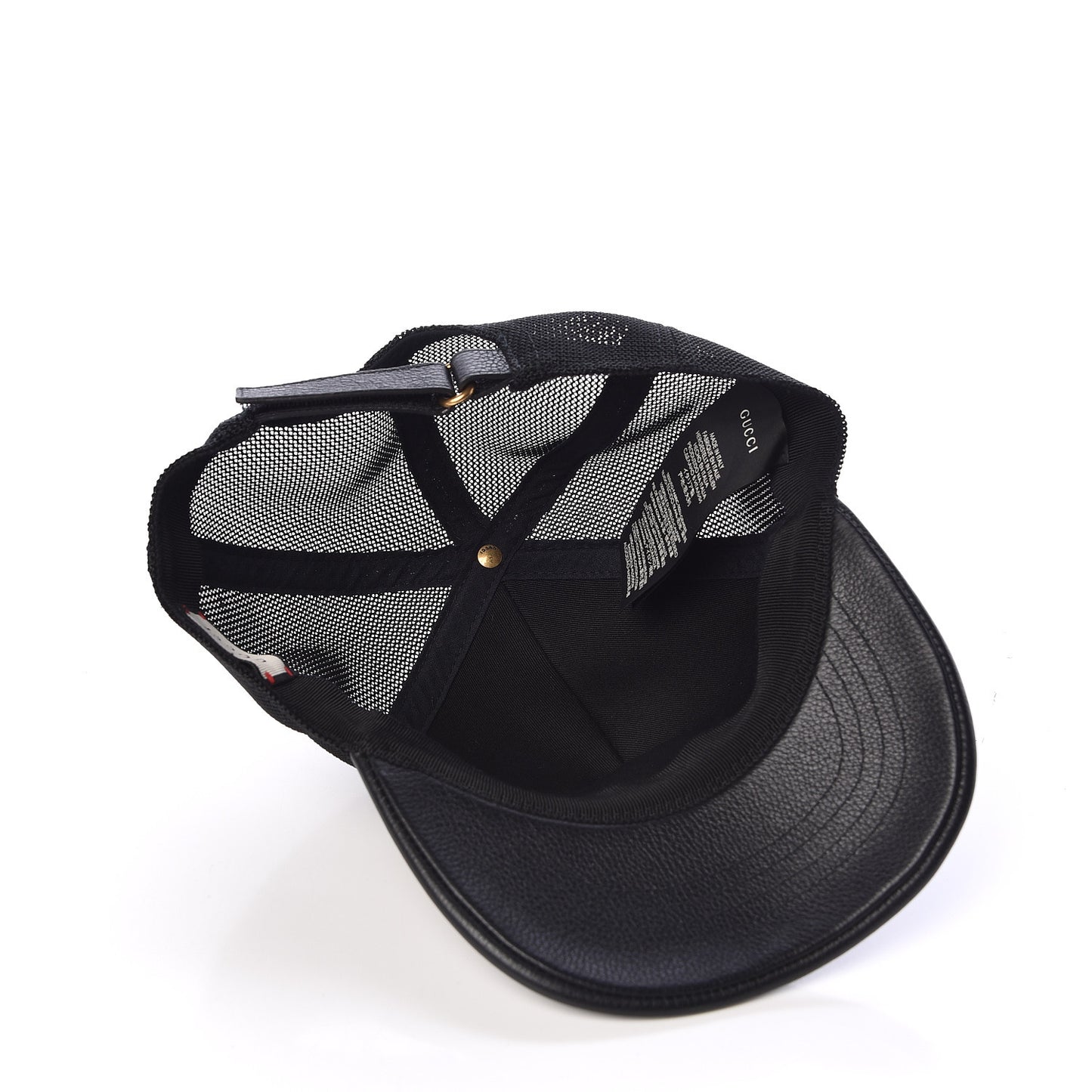 Grained Calfskin Logo Baseball Hat L Black