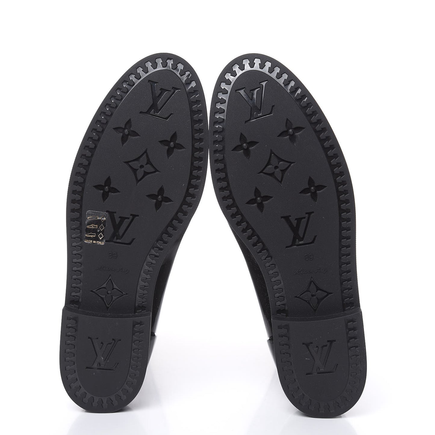 Rubber Embossed Monogram Drops High Rain Boots 39 Black