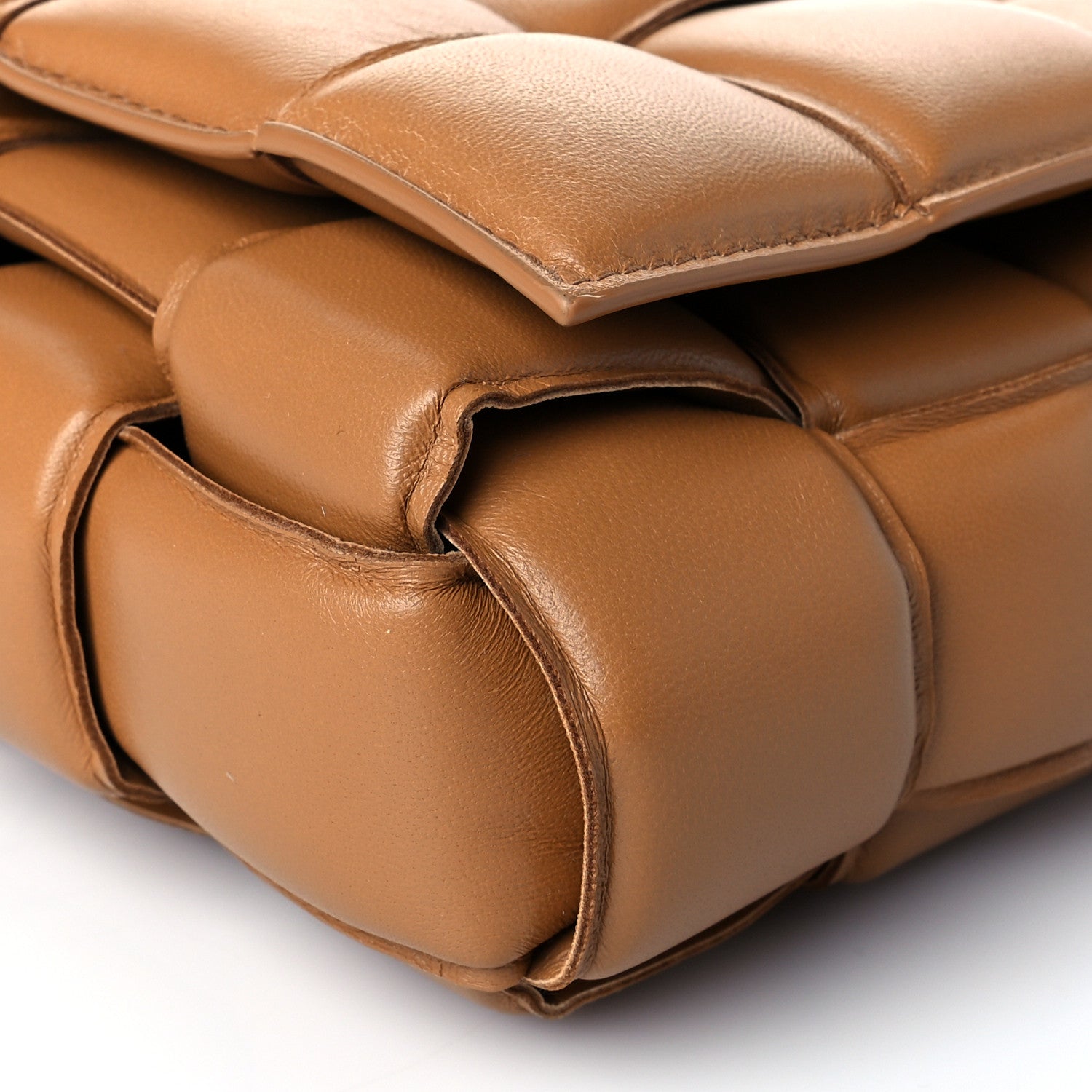 Bottega Veneta Lambskin Maxi Intreccio Padded Chain Cassette Crossbody Bag Caramel 10 of 10