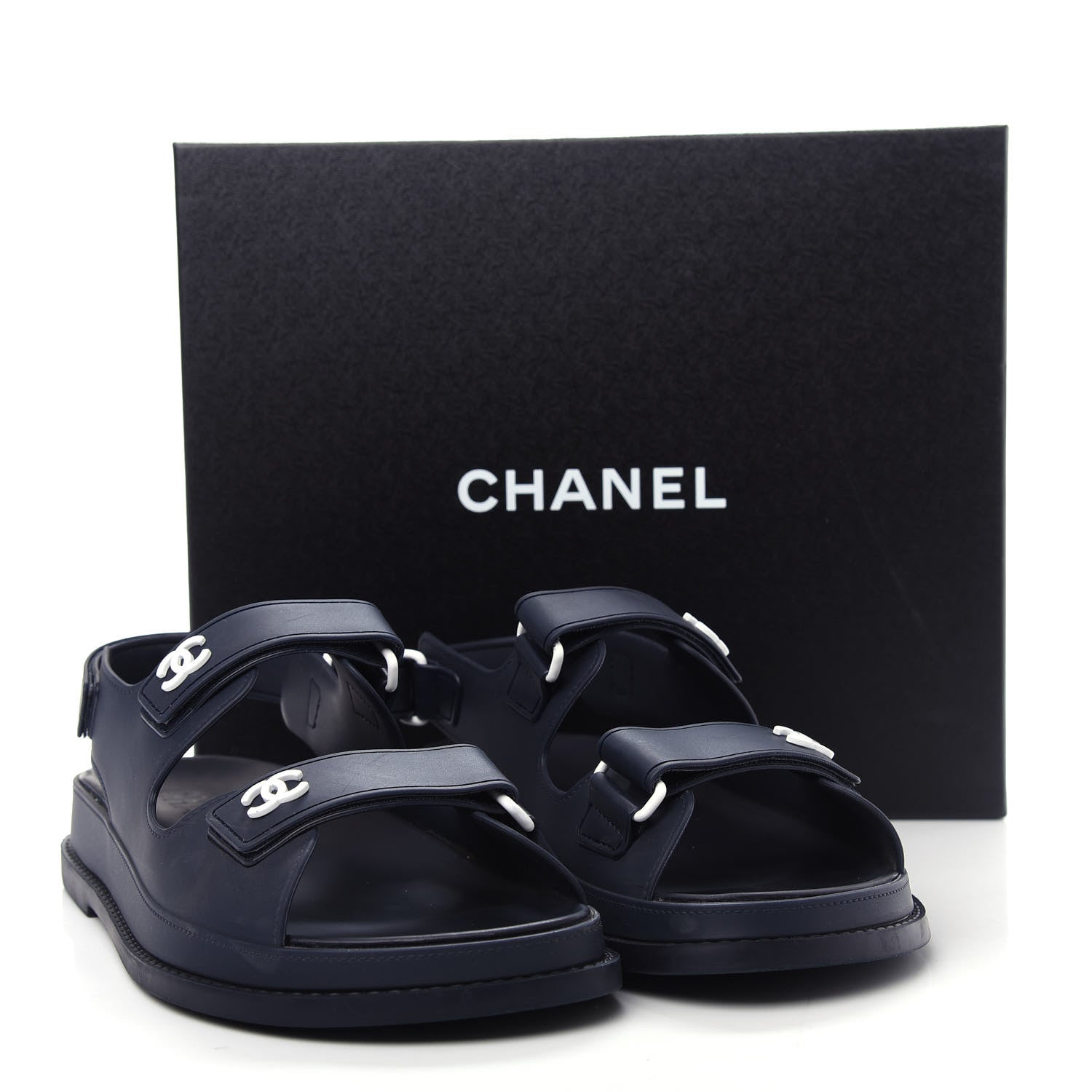 Chanel Rubber CC Dad Sandals 39 Navy 11 of 11