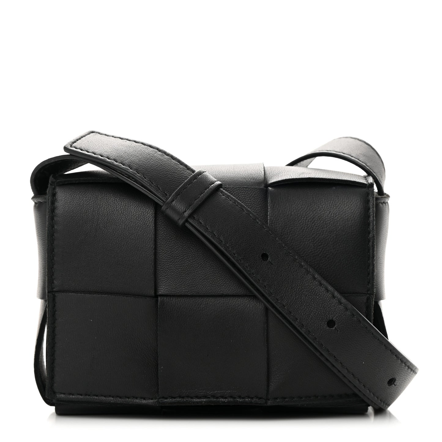 Lambskin Maxi Intrecciato Extra Mini Cassette Crossbody Bag Black