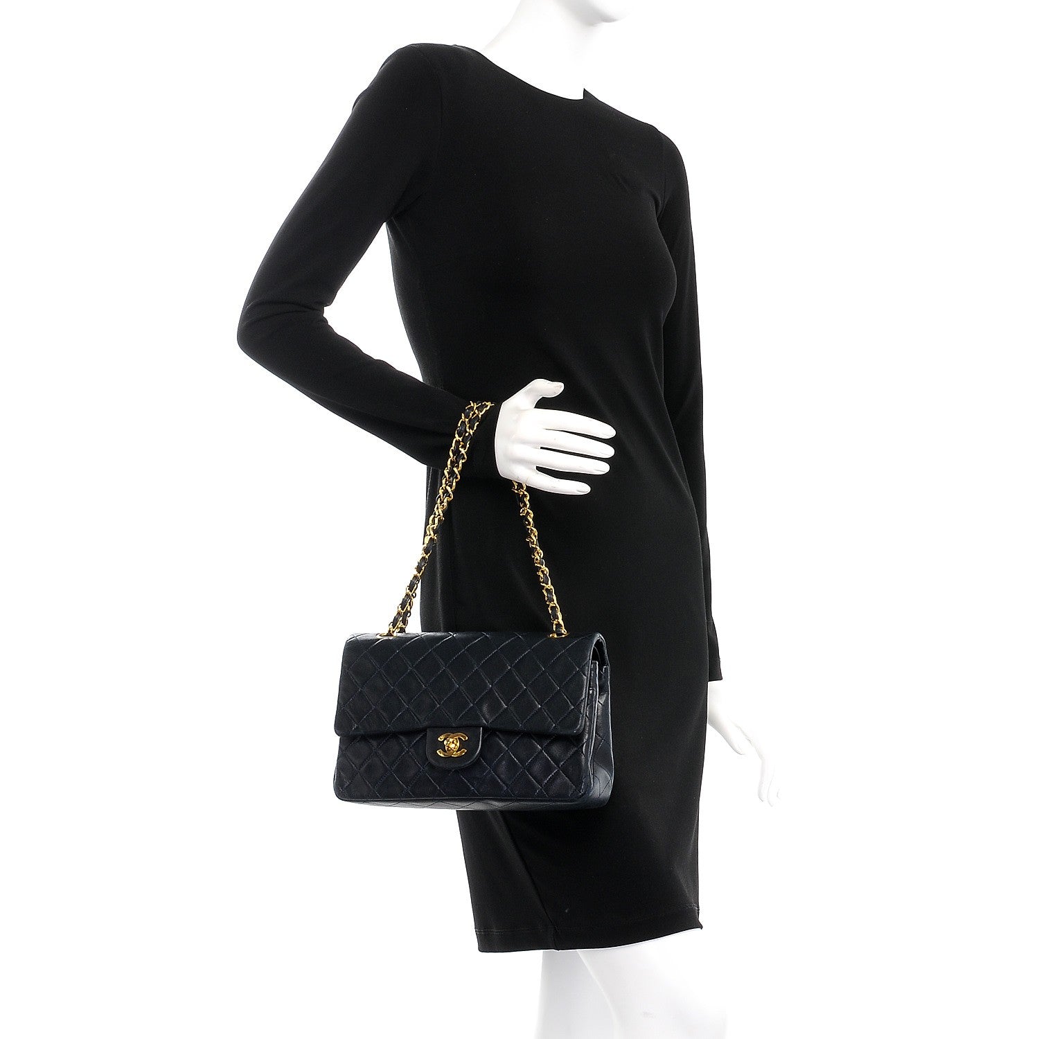 Chanel Lambskin Quilted Medium Double Flap Navy 3 of 9