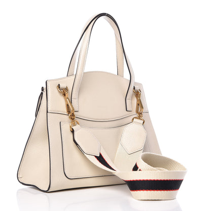 Gucci Grained Calfskin Web Stripe Butterfly Medium Totem Top Handle Bag White 4 of 11