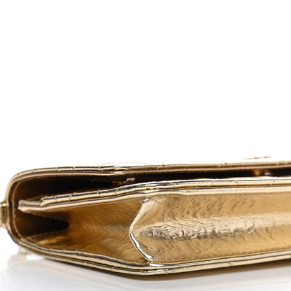 Chanel Hammered Metallic Calfskin Quilted Wallet On Chain WOC Gold 10 of 11