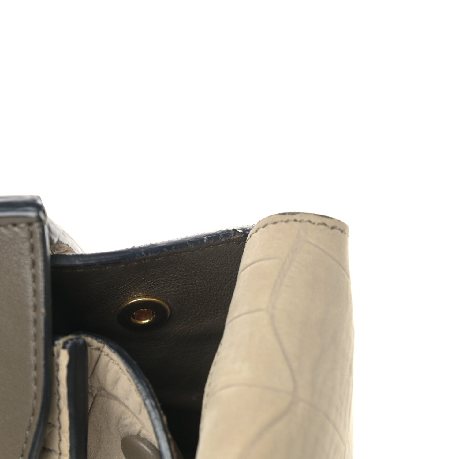Celine Crocodile Embossed Nubuck Calfskin Small Tie Knot Tote Grey 14 of 15