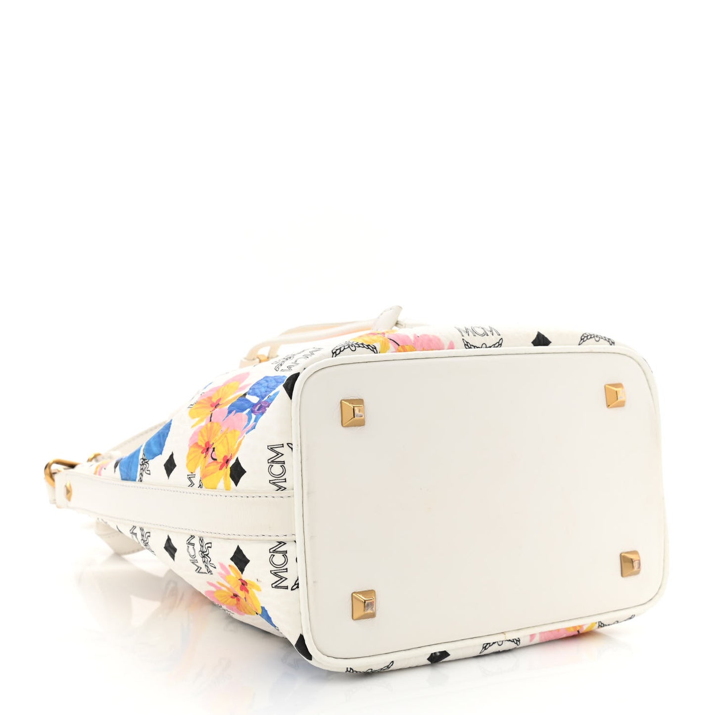 Visetos Floral Print Small Drawstring Bucket Bag White