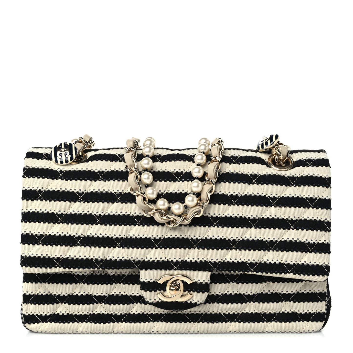 Jersey Quilted Medium Coco Sailor Flap Black White