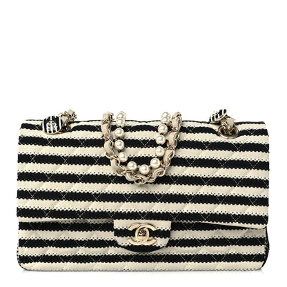 Chanel Jersey Quilted Medium Coco Sailor Flap Black White 1 of 9