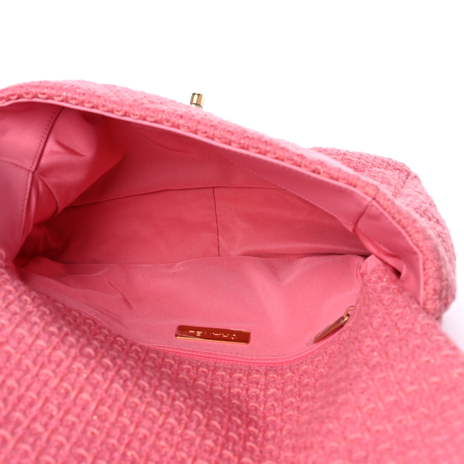 Chanel Metallic Tweed Quilted Large Chanel 19 Flap Pink 5 of 9