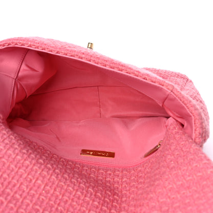 Chanel Metallic Tweed Quilted Large Chanel 19 Flap Pink 5 of 9