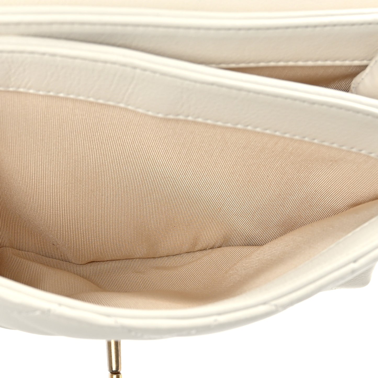 Calfskin Quilted Accordion Pearl CC Flap Bag White