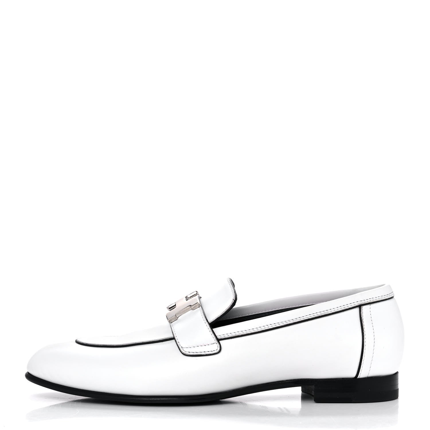 Hermes Calfskin Womens Paris Loafers 36.5 White 1 of 9