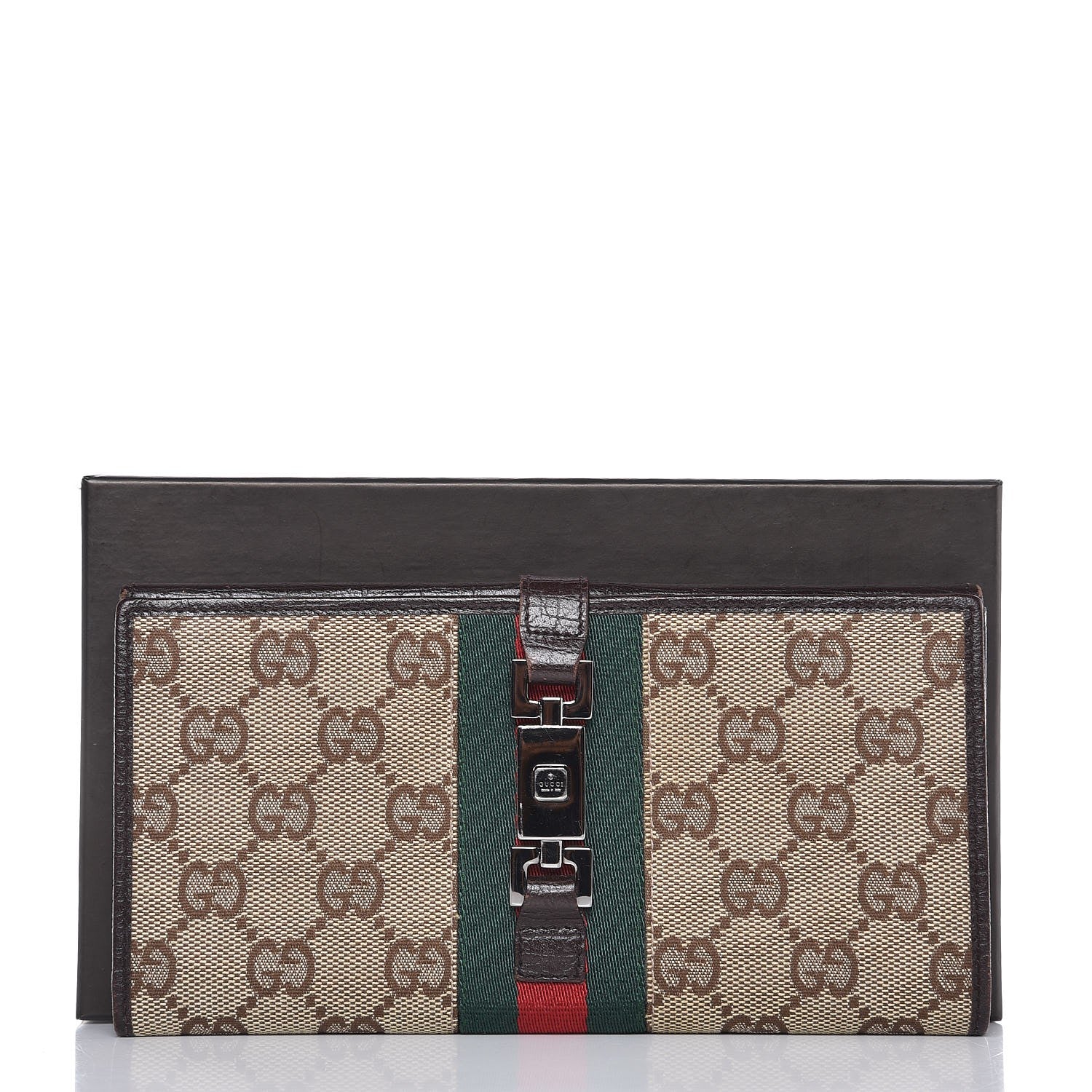 Gucci Monogram Calfskin Web Blake Continental Wallet Brown 11 of 11