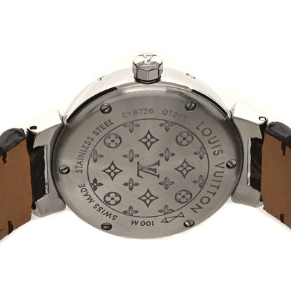 Louis Vuitton Stainless Steel Monogram 28mm Tambour Quartz Watch Brown 4 of 4