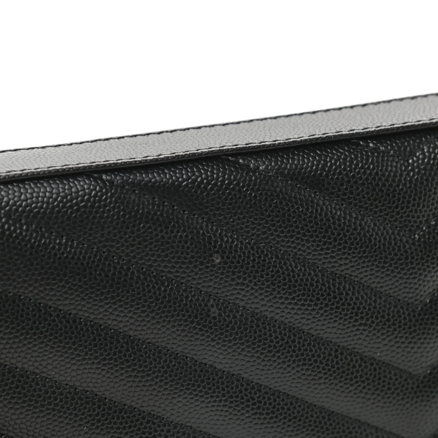 Saint Laurent Grain De Poudre Matelasse Chevron Monogram Chain Wallet Black 10 of 10