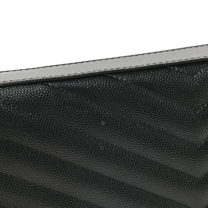 Saint Laurent Grain De Poudre Matelasse Chevron Monogram Chain Wallet Black 10 of 10