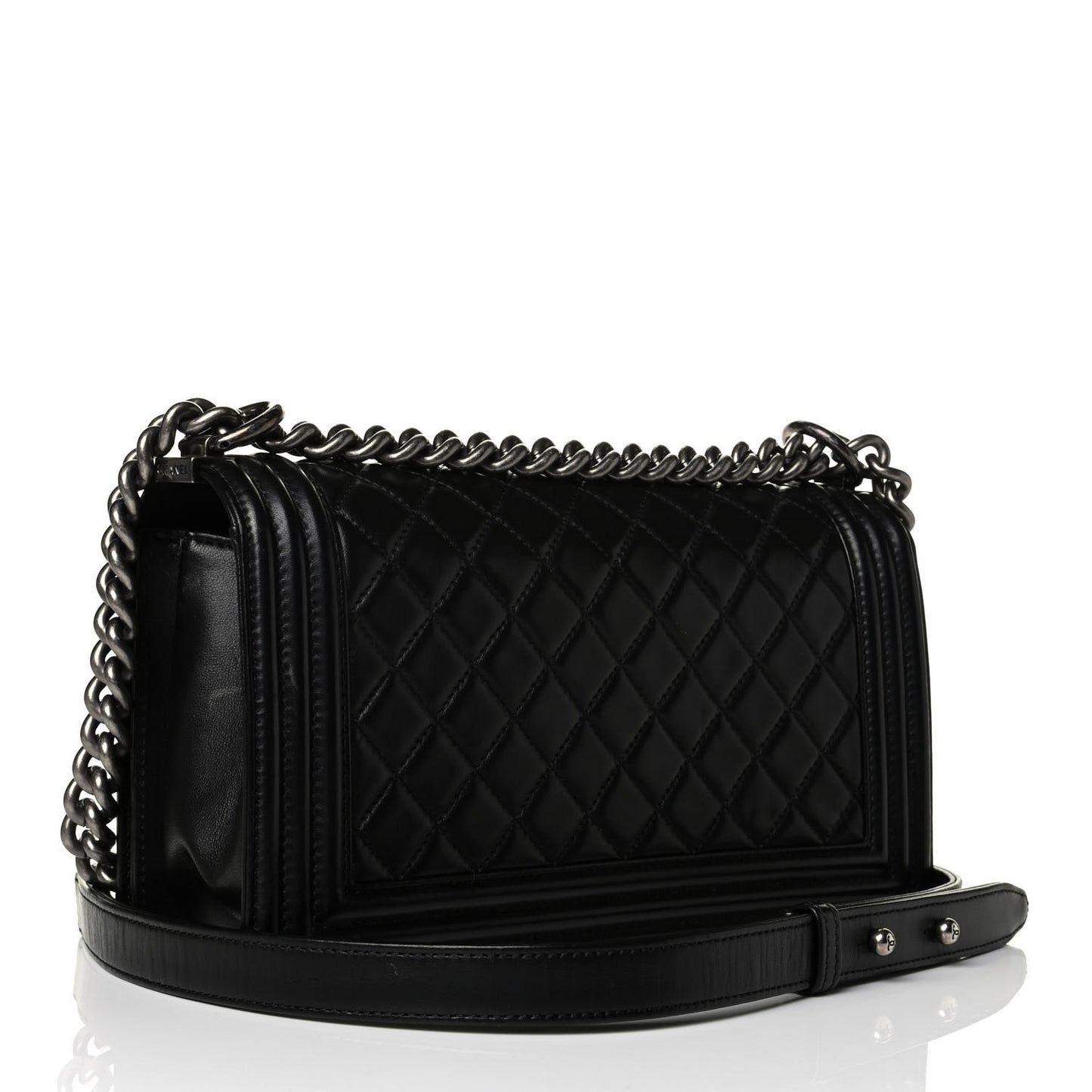 Calfskin Quilted Medium Boy Flap Black
