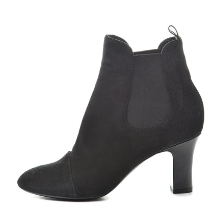 Louis Vuitton Suede Monogram Uniformes Cap Toe Chelsea 75mm Ankle Boots 38 Black 1 of 13