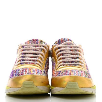 Chanel Tweed Lambskin Runway Sneakers 41 Silver Multicolor 2 of 13